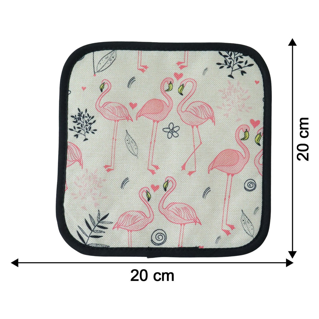 Printed heat resistant pot holder mat with size guide illustration