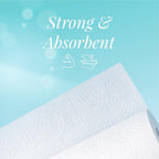 Perforated sheets on Freshee kitchen paper towel roll for easy tear-off