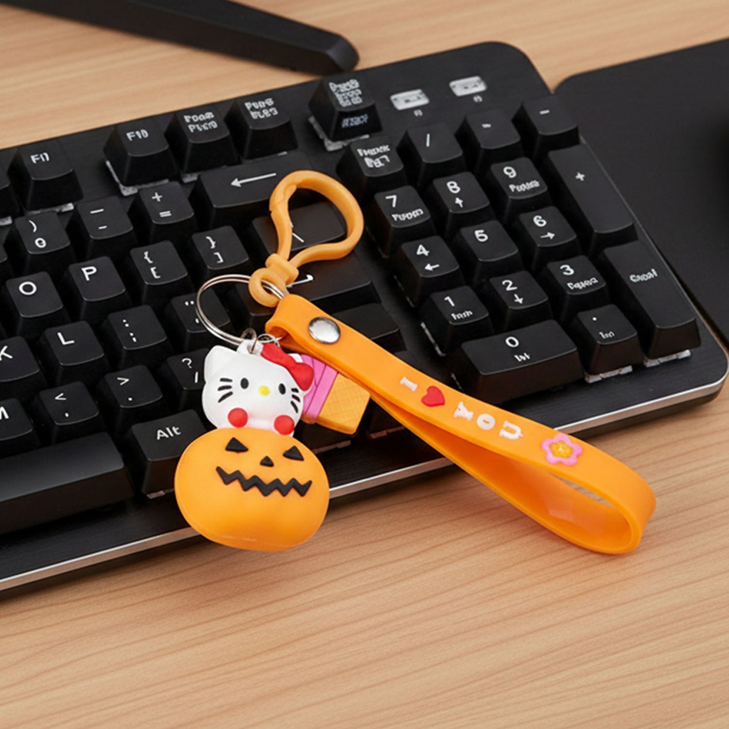 Kids cartoon kitty pumpkin keychain charm for bags keychains