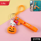 Adorable cat pumpkin metal key ring keychain keychains