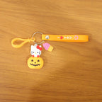 Stylish kitty pumpkin accessory as keychain or bag charm keychains