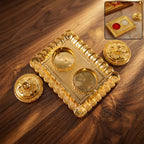 Square kankavati kumkum holder golden
