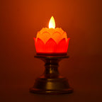 Elegant lotus LED flameless candle with realistic flickering flame effect for spiritual ambiance