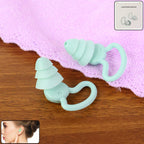 Silicone noise reduction earplugs showing triple-layer design for effective sound blocking.