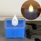 Square shaped LED tealight candles with flameless flame effect for safe use