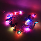 Flexible multicolor LED leaf string lights wrapped around home furniture
