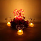 Tabletop decorative set with heart and rose flowers for romance