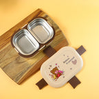 Food compartments inside teddy printed 500 ML kids lunch box