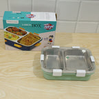 Stainless Steel Lunch Box 2 Section – Leakproof & Durable with Spoon