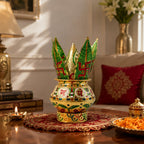 Traditional Decorative Pooja Kalash – Ornate Lotus Crown Design