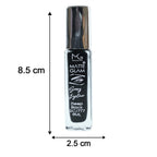 Matte black eyeliner pen alongside its dimensions showing length 9 cm