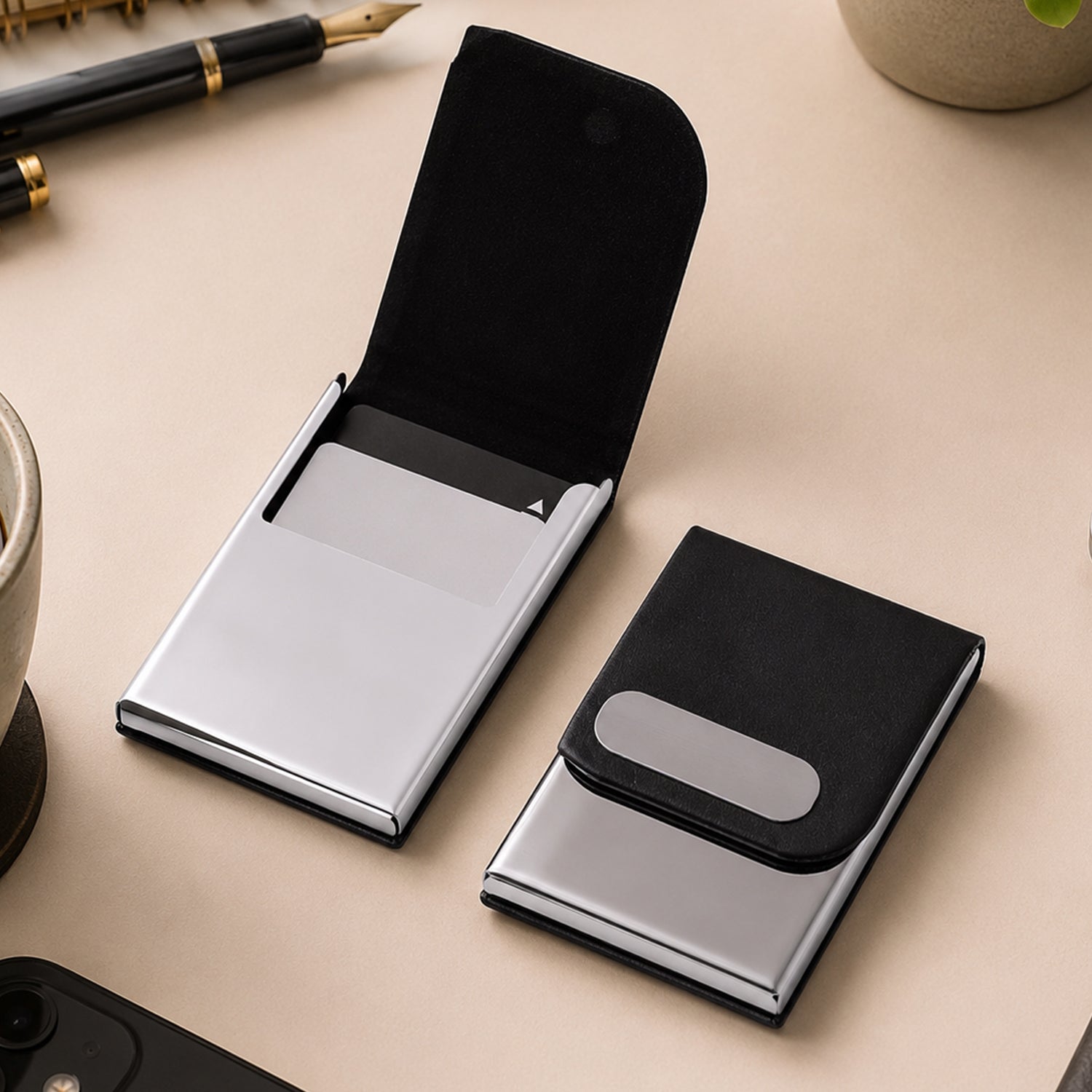 Business Card Holder – Premium Leather Finish with Steel Case