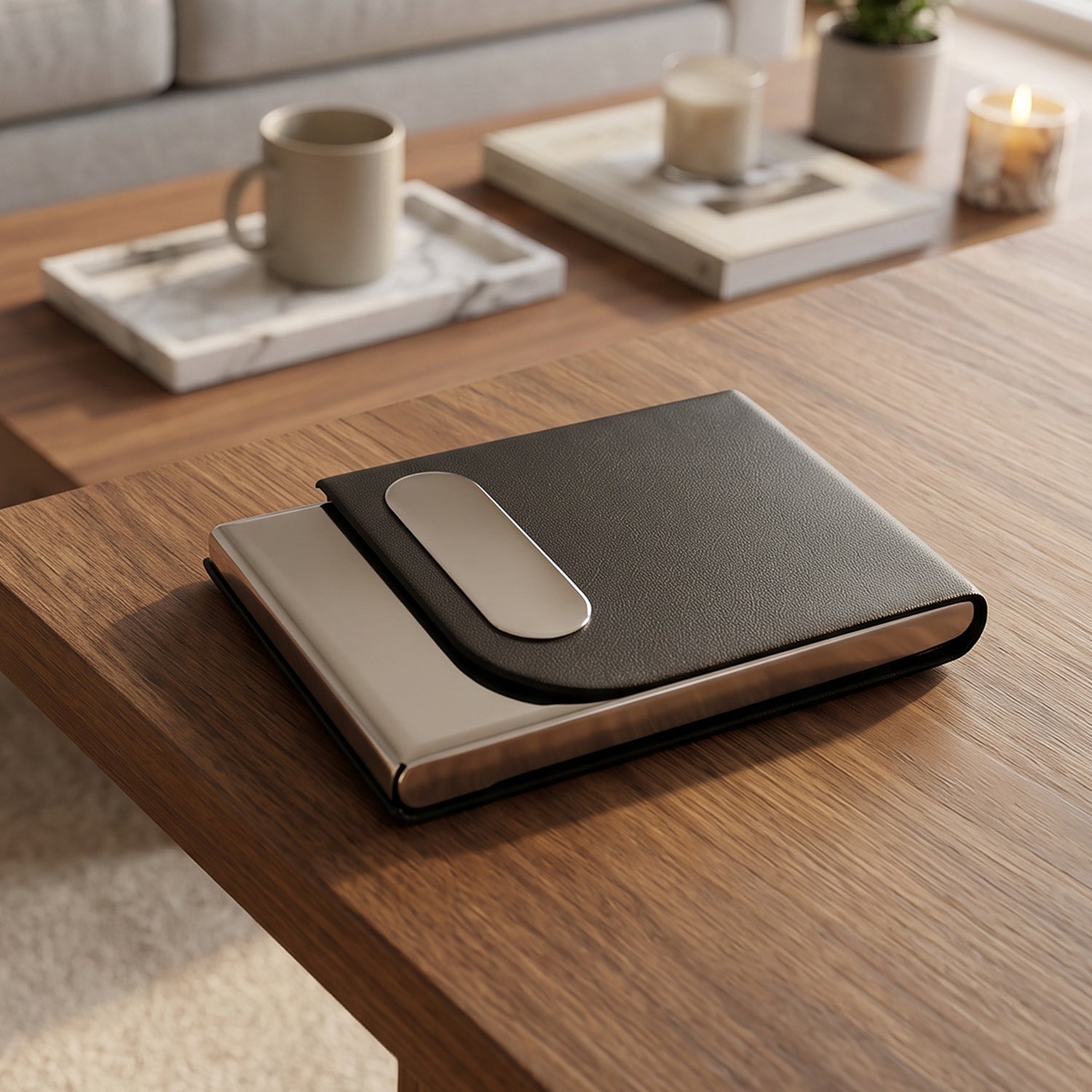 Business Card Holder – Premium Leather Finish with Steel Case