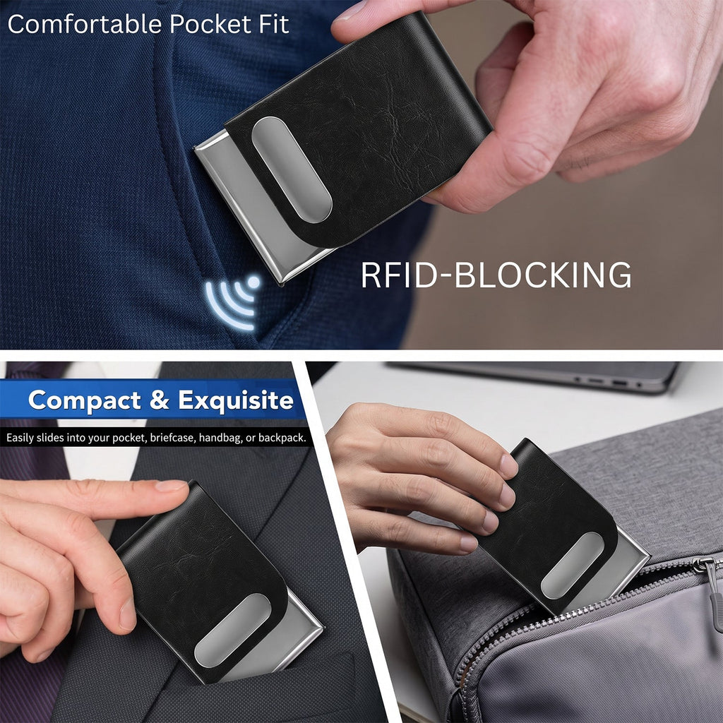 Business Card Holder – Premium Leather Finish with Steel Case