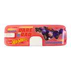Closed LED Light Pencil Box featuring a snap-lock and button flap for secure storage.