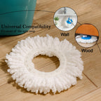 Spin mop refill head pad designed for 360° rotation and efficient cleaning