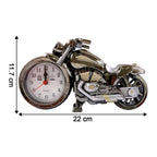 Back view of stylish motorcycle alarm clock for table use