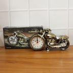 Detailed shot of stylish motorbike table clock design