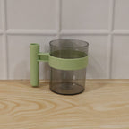 Transparent plastic drinking cup with handle, reusable and easy to clean