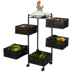 Vertical kitchen trolley with pull-out mesh baskets for easy access