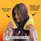 Soft yellow neck cushion for flights, cars and trains