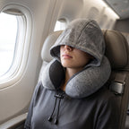 Portable hooded travel cushion for long journeys