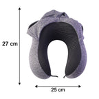 Cosy hooded U shape pillow for planes, cars and trains