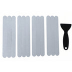 Close-up of textured grip surface on clear bathroom safety strips