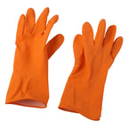 Orange gloves used in kitchen cleaning tasks