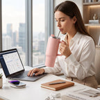Pink insulated tumbler for gym, office and travel