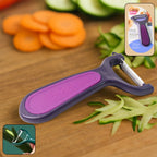 Ultra-sharp stainless steel vegetable peeler with dual tone ergonomic handle