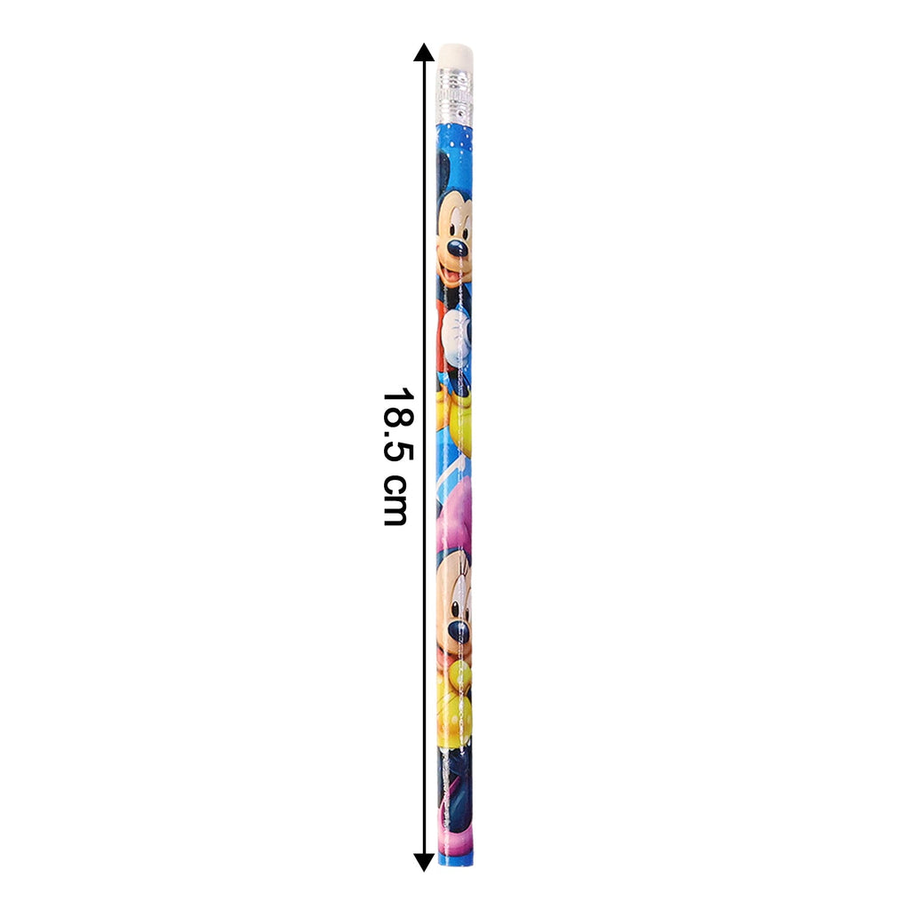 Close-up shot of a wooden cartoon-printed pencil from the 12-piece set
