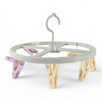 Plastic clothespin rack for laundry drying with durable clips