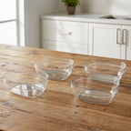 Clear crystal bowls suitable for kitchen storage and serving