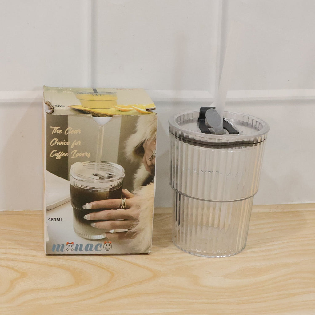 Plastic Tumbler with Lid – 450ml Reusable, Clear & Leak-Proof