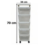 Portable plastic drawer organizer with wheels for clothes and toys