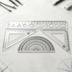 Student use plastic geometry rulers in classroom setting
