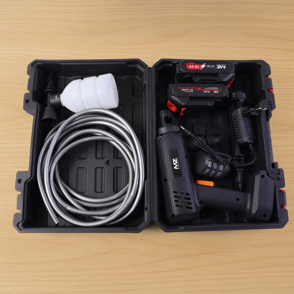 Outdoor cleaning spray gun with long flexible hose and multi-mode nozzle