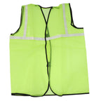 Folded green reflective safety jacket, ready for storage or transport.