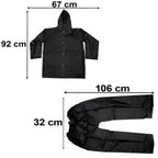 Two piece hooded waterproof raincoat set suitable for various outdoor uses.