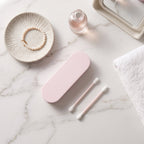 Washable ear bud set with soft silicone tips and case