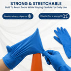 Blue gloves being used for dishwashing