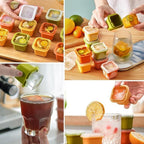 Square Ice Cube Mould Set with Lids Multicolor for Drinks and Cocktails (4 Pc)