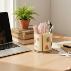 Pen holder with 5 compartments for pens, pencils, and stationery