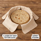 Chapati wrapped in cotton cloth to retain softness and warmth