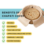 Foldable cotton roti cover cloth laid out flat showing size