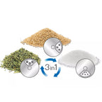 Compact stainless steel spice storage jar with clear viewing window
