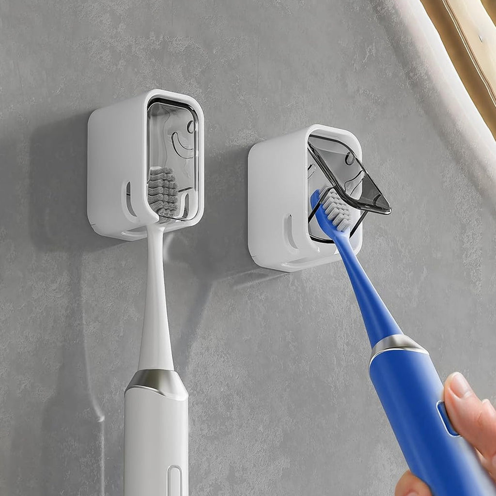Wall mount toothbrush holder bathroom