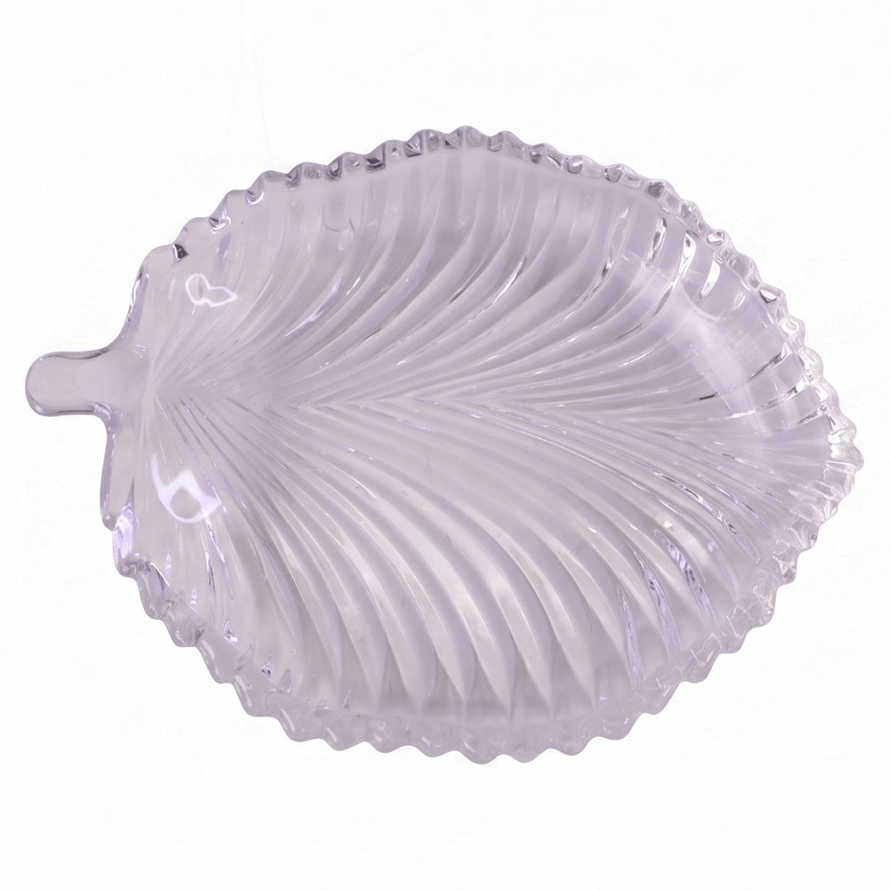 Elegant glass serving tray with leaf motif for festive tables