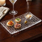 Glass snack platter, rectangular shape, for nuts and dry fruit